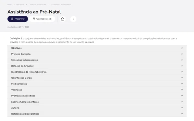 Tela de Pré-natal no Whitebook web: Assistência ao Pré-Natal