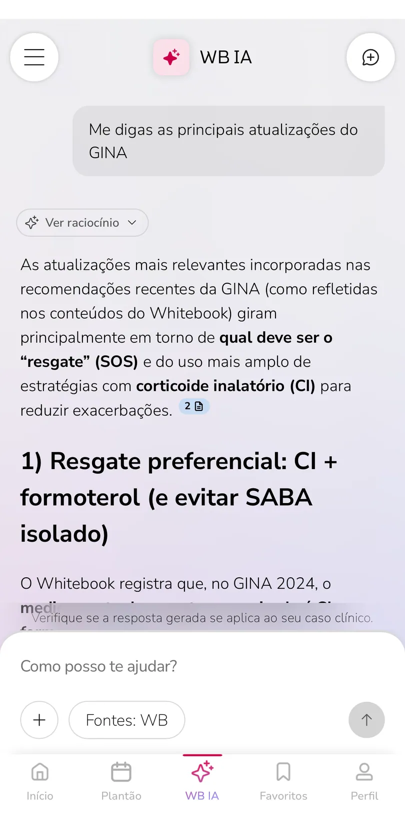 Tela do Whitebook IA resumindo as atualizações da GINA, com fontes do Whitebook