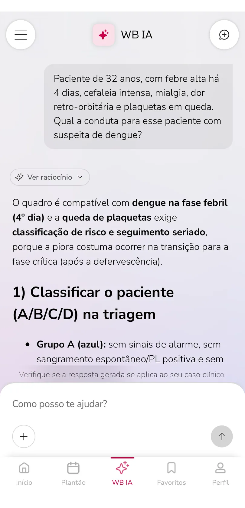 Tela do Whitebook IA no plantão